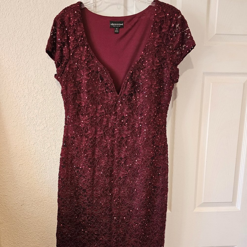 Macy's burgandy/wine, knee length party dress size 16